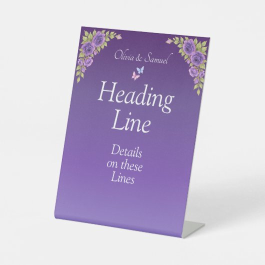 Write Your Own Pedestal Sign Purple Flowers 台座サイン (正面)