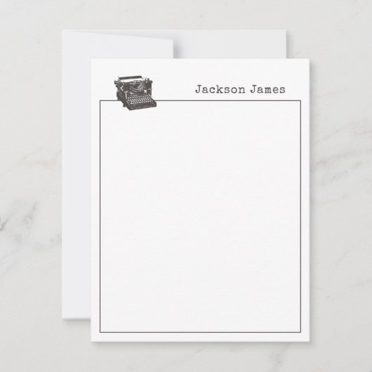 Writerタイプライターのモダンヴィンテージノートカード ノートカード (正面)