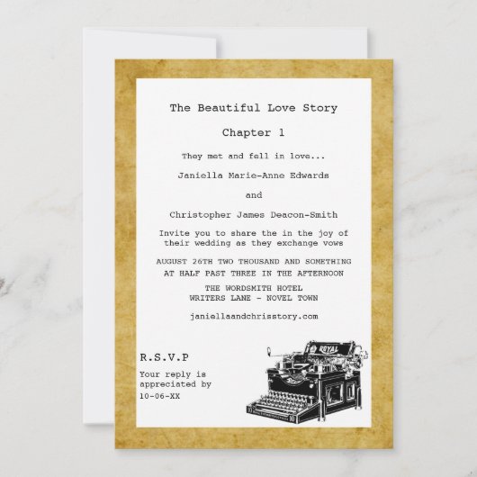 Writerヴィンテージタイプライター結婚式招待状 招待状 (正面)