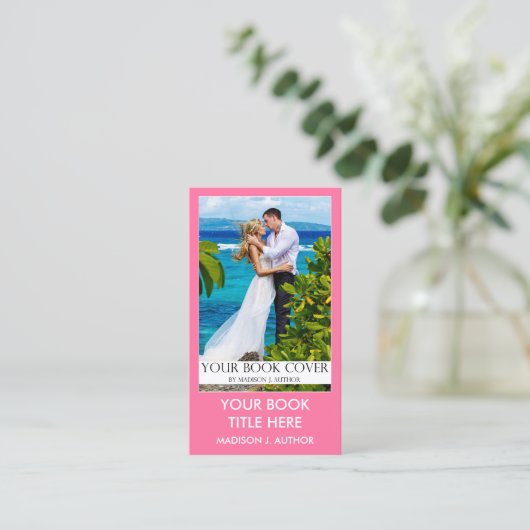 Writer作家ブックカバーピンクまたはピックカラー 名刺 (スタンド正面)