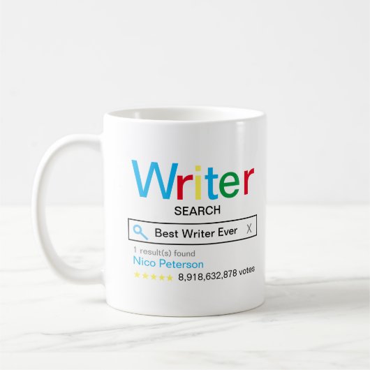 Writer 最高の Ever Searchエンジンの結果（名前あり） コーヒーマグカップ (左)