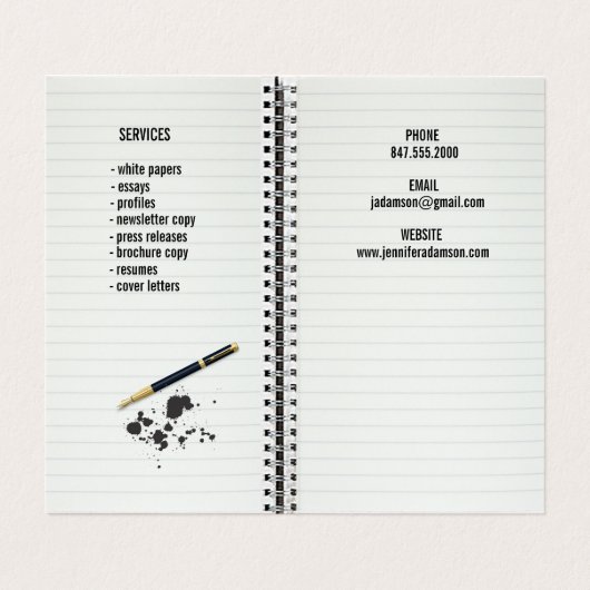 writer/editorノートブック名刺 名刺 (内部フラット)