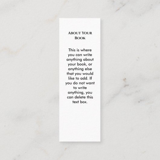 Writer or Author Mini Bookmark For Promotions スキニー名刺 (裏面)