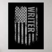 Writer USA Flag Distressed design ポスター (正面)