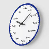 Writer's Clock - Writing Job Fun Dark Blue Clock ラージ壁時計 (傾斜)