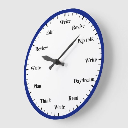 Writer's Clock - Writing Job Fun Dark Blue Clock ラージ壁時計 (傾斜)