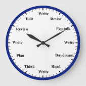 Writer's Clock - Writing Job Fun Dark Blue Clock ラージ壁時計 (正面)