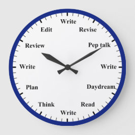 Writer's Clock - Writing Job Fun Dark Blue Clock ラージ壁時計