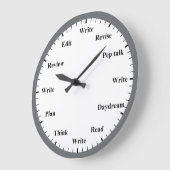Writer's Clock - Writing Job Fun Grey Wall Clock ラージ壁時計 (傾斜)