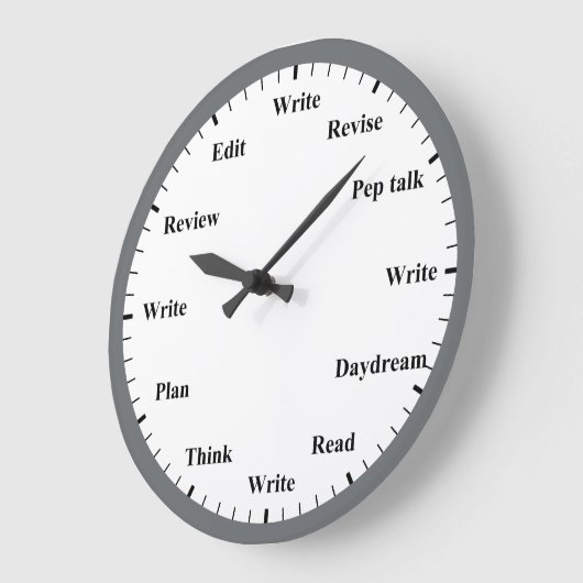 Writer's Clock - Writing Job Fun Grey Wall Clock ラージ壁時計 (傾斜)