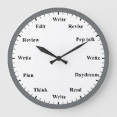 Writer's Clock - Writing Job Fun Grey Wall Clock ラージ壁時計 (正面)