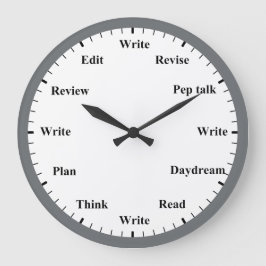 Writer's Clock - Writing Job Fun Grey Wall Clock ラージ壁時計
