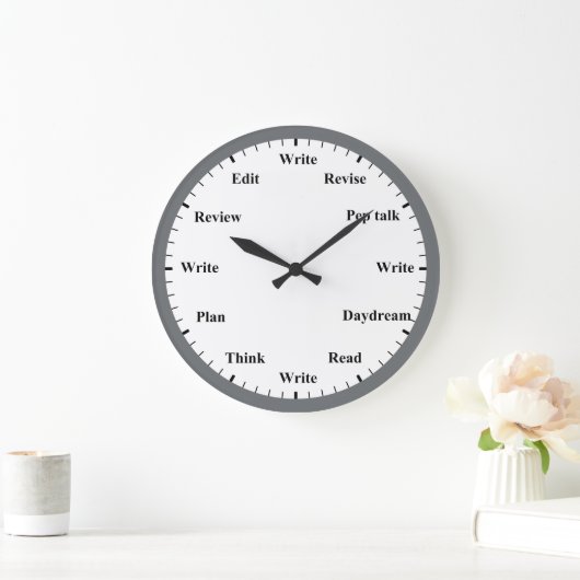 Writer's Clock - Writing Job Fun Grey Wall Clock ラージ壁時計 (ホーム)