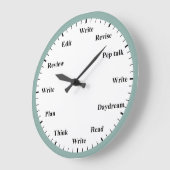 Writer's Clock - Writing Job Fun Mint Blue Clock ラージ壁時計 (傾斜)