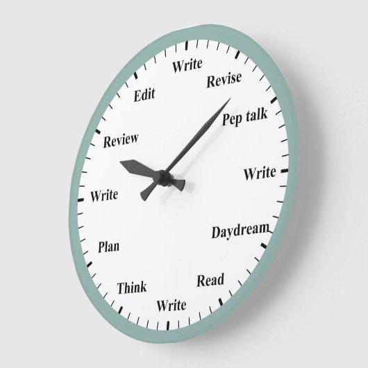 Writer's Clock - Writing Job Fun Mint Blue Clock ラージ壁時計 (傾斜)