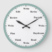 Writer's Clock - Writing Job Fun Mint Blue Clock ラージ壁時計 (正面)