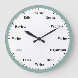 Writer's Clock - Writing Job Fun Mint Blue Clock ラージ壁時計