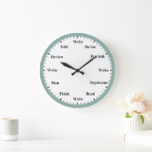Writer's Clock - Writing Job Fun Mint Blue Clock ラージ壁時計 (ホーム)