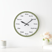 Writer's Clock - Writing Job Fun Olive Green Clock ラージ壁時計 (ホーム)