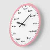 Writer's Clock - Writing Job Fun Pink Wall Clock ラージ壁時計 (傾斜)