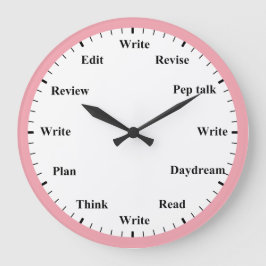 Writer's Clock - Writing Job Fun Pink Wall Clock ラージ壁時計