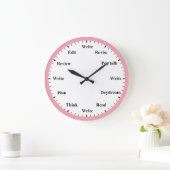 Writer's Clock - Writing Job Fun Pink Wall Clock ラージ壁時計 (ホーム)