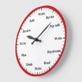 Writer's Clock - Writing Job Fun Red Wall Clock ラージ壁時計 (傾斜)