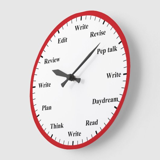 Writer's Clock - Writing Job Fun Red Wall Clock ラージ壁時計 (傾斜)