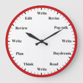 Writer's Clock - Writing Job Fun Red Wall Clock ラージ壁時計 (正面)