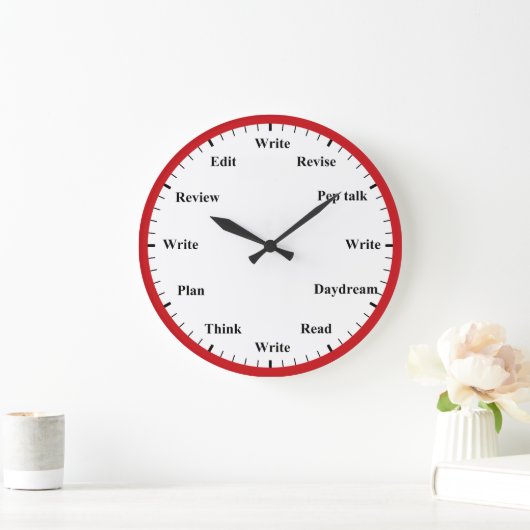 Writer's Clock - Writing Job Fun Red Wall Clock ラージ壁時計 (ホーム)