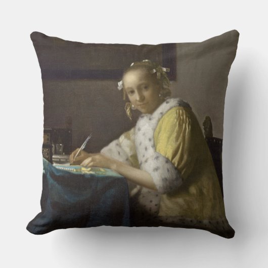 Writing、c. 1665年女性(キャンバスの油) クッション (正面)