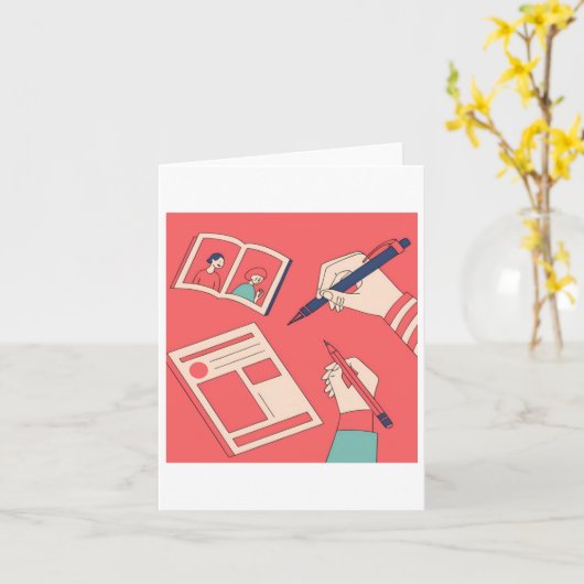 Writing Colorful Expressive Digital Art Illustrati カード (黄色い花)