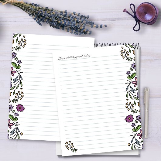 Writing Paper Floral Art Border Lined レターヘッド