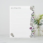 Writing Paper Floral Art Border Lined レターヘッド (スタンド正面)