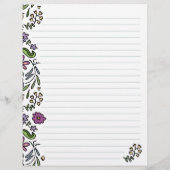 Writing Paper Floral Art Border Lined レターヘッド (裏面)