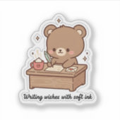 Writing Wishes with Soft Ink | Cute Bear Writing  シール (正面)