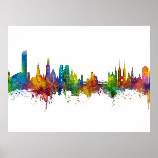 Wroclaw Poland Skyline ポスター (正面)