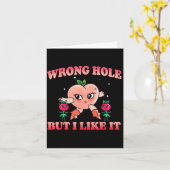 Wrong Hole Peach Naughty Cartoon Retro Adult Humor カード (黄色い花)