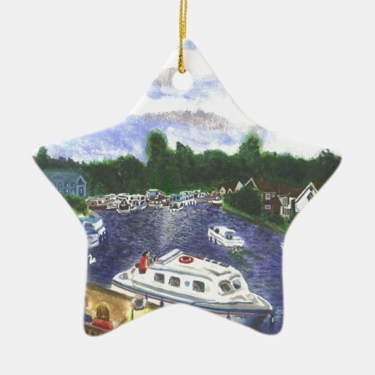 Wroxham橋ノーフォークBroadsからの眺め セラミックオーナメント (正面)