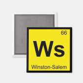 Ws - Winston-Salemノースカロライナ化学記号 マグネット (正面/裏面)