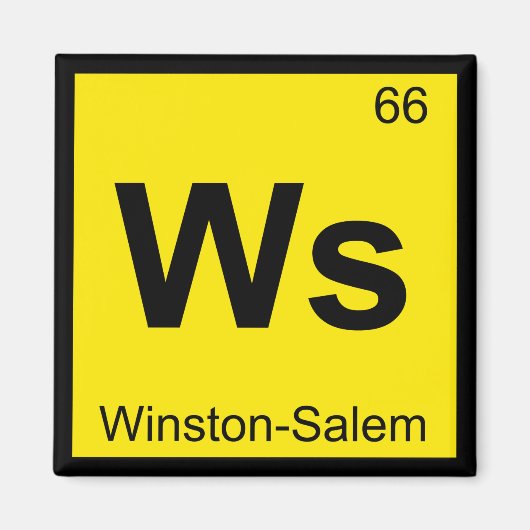 Ws - Winston-Salemノースカロライナ化学記号 マグネット (正面)