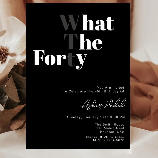 WTFおもしろい成人40歳の誕生日 招待状