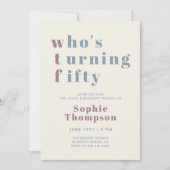 WTFおもしろい Mauve Dusty Blue 50th誕生日パーティー 招待状 (正面)