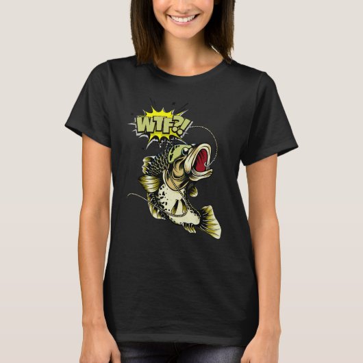 Wtfが魚を釣りたい魚釣りグラフィック Tシャツ (正面)