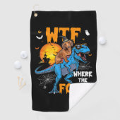 WTFここで食品ハロウィンドダックシュント犬T-レックスD ゴルフタオル (インサイチュ)