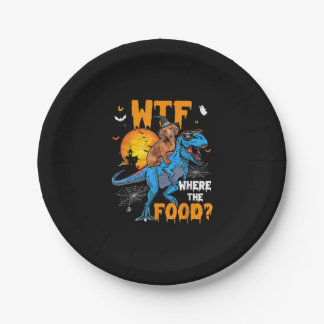 WTFここで食品ハロウィンドダックシュント犬T-レックスD ペーパープレート