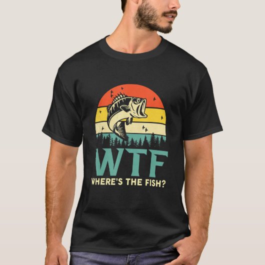 Wtfどこザフィッシュ魚釣り Tシャツ (正面)