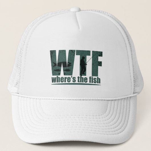 WTFどこ魚の魚釣りおもしろい引用文 キャップ (正面)