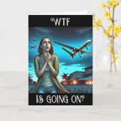 WTFは続いている?ドローンおもしろいの友情 カード (黄色い花)