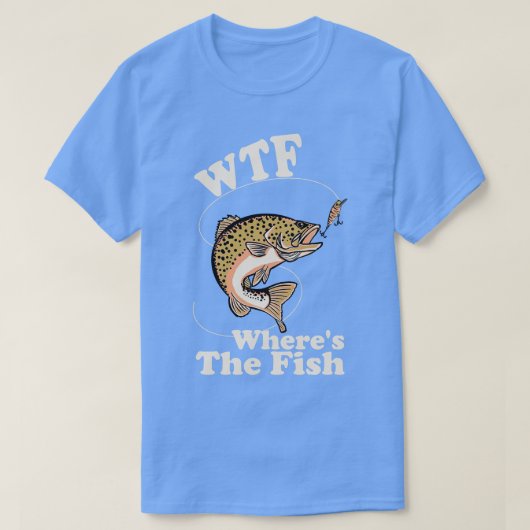 WTFウィーズザフィッシュおもしろい魚釣り Tシャツ (デザイン正面)